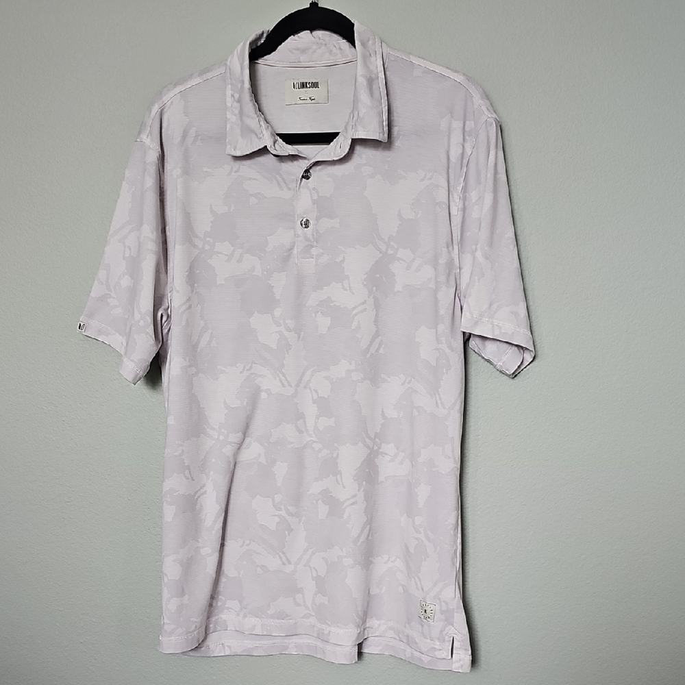Linksoul Men's Astoria Goat Camo Light Gray Polo Golf Shirt Large